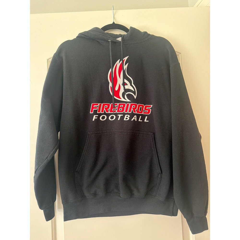 Carthage College Firebirds Football Hoodie Mens Medium Black Pullover Sweatshirt
